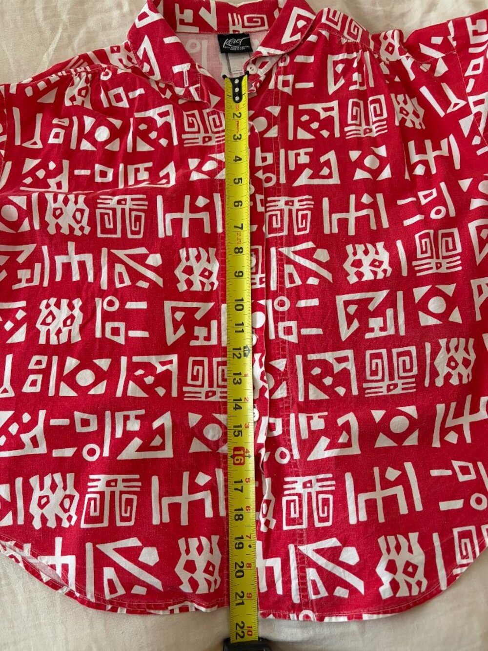 Vintage Abstract Geometric Patterned Boxy Unisex Top - Red - Unique Find! - Picture 8 of 11